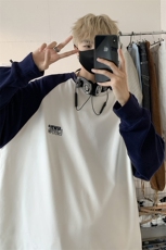 德绒刺绣DC5287-TP30控价48冬季男圆领撞色卫衣时尚长袖内搭T恤，男装卫衣，电商A102-1