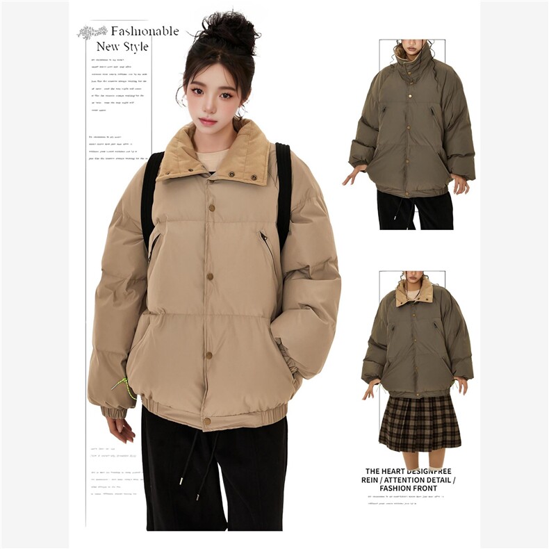网棉服女秋冬加厚面包服羽绒棉衣翻领棉袄情侣外套B86-P65,男装棉衣,星座910-1