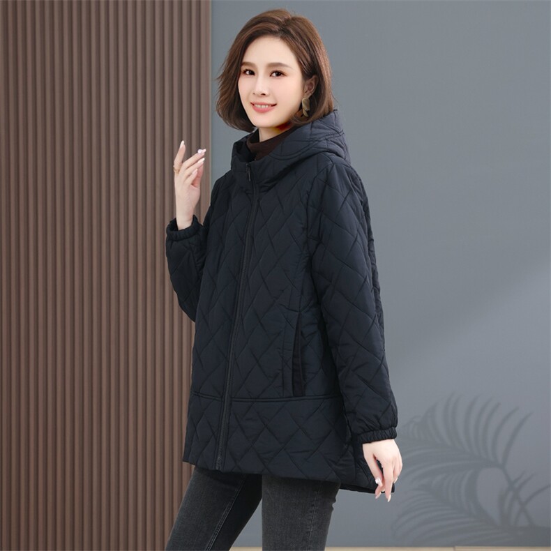 时尚百搭女士棉衣外套保暖显瘦中长款连帽棉服冬季必备单品,女装棉衣/棉服,韩派