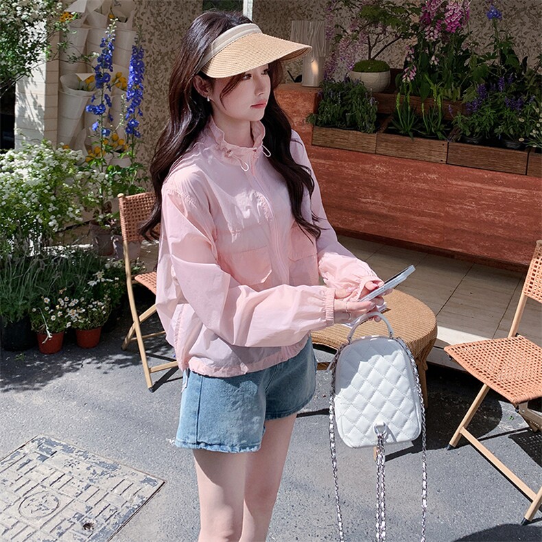 现货！！2025夏季巨好看的休闲防晒衣女短款夏季轻薄外套,女装防晒衣,2C306
