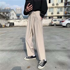夏季小西裤男士休闲裤宽松韩版直筒裤黑色坠感潮流阔腿XK030-P35图片