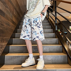 新款上市夏季短裤小妖怪潮流印花时尚宽松休闲裤子K22366-P30，男装牛仔裤，电商A128