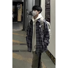 格子衬衫男女美式复古宽松慵懒风春季百搭格纹衬衣外套潮J8126，男装夹克，星座1116A（原606A-3）
