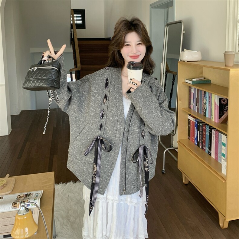 2026春款xian货设计感飘带外套2C090-9062-P175-K268,女装短外套,2C090