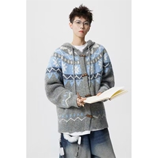 【005】新款牛角扣开衫毛衣男情侣针织衫外套潮A079-M5831-P68，男装针织衫/毛衣，电商A079