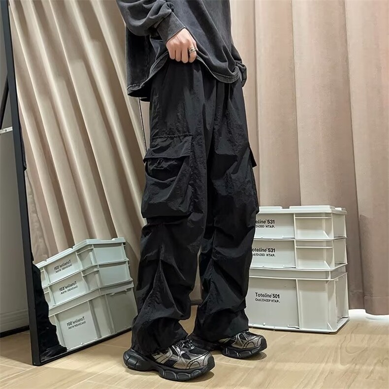 工装裤男韩版潮流多口袋痞子帅气2024秋夏ins宽松长裤K2026-P36图片