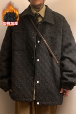 加厚百搭翻领港风高级感格子痞帅夹克外套男J595J加棉-特P95控118，男装夹克，电商A001