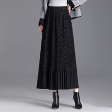 通勤A字裙2024年春季中长款高腰显瘦提花半身裙加厚时尚优雅裙子，女装半身裙，君汇