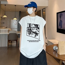 卡通坎肩无袖背心男夏季美式重磅宽松韩版ins风潮牌t恤ST223-P30，男装背心/马甲，星座412