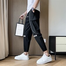 社会小伙裤子潮牌网红束脚裤男士修身小脚季九分裤A14P45控价68，男装休闲裤，星座712-1