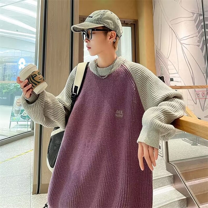 美式圆领毛衣男慵懒风休闲针织衫M5642P50,男装针织衫/毛衣,星座1116-2