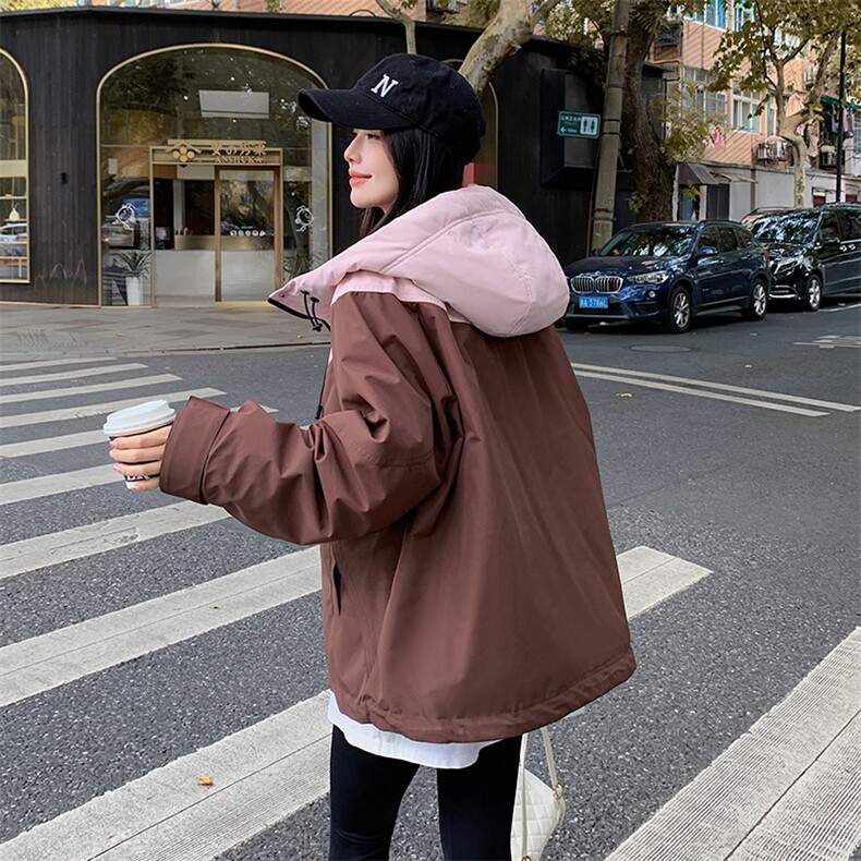 韩版短款撞色冲锋衣羽绒棉服女2025冬季新款加厚显瘦保暖棉衣棉袄,女装羽绒服,辉之琳