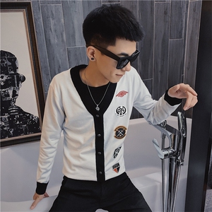 3秋季潮男装针织衫外套社会精神小伙开衫修身毛衣C301B-KS02图片