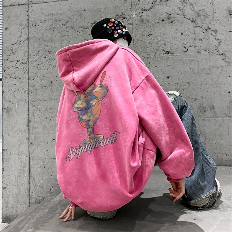 美式重磅水洗复古连帽卫衣潮流大码潮牌做旧XZ517A-BK6671-P68,男装卫衣,星座517A