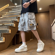 休闲工装短裤男生夏季青少年美式高街潮流透气宽松休闲直筒五分裤，男装休闲裤，星座511-1
