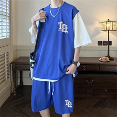 华夫格套装潮流休闲短袖短裤两件套FTZ3040-P55控78，男装牛仔裤，电商B370