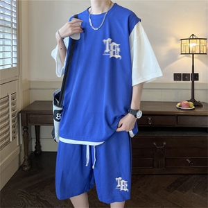 华夫格套装潮流休闲短袖短裤两件套FTZ3040-P55控78图片