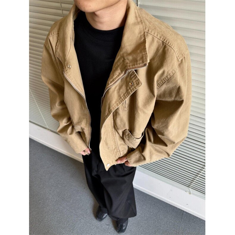 【有货】6159CC-特P95巴恩风立领短款夹克男复古做旧工装外套,男装夹克,星座1007（原301D）