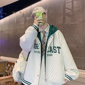 假两件连帽棒球服男潮牌潮流休闲宽松bf风百搭外套JK0272-P95图片