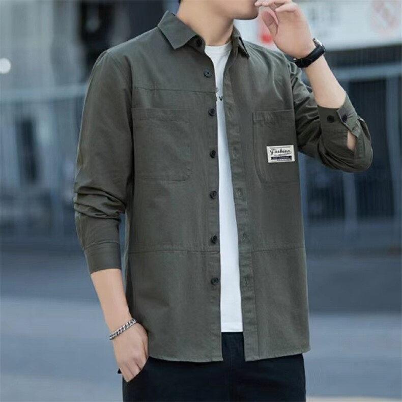 春秋装纯棉衬衫衬衫外套休闲港风男士衬衣外套CS888--P40，男装衬衫，星座102C-1(原星座100)