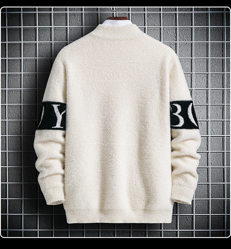 新款休闲水貂绒套头保暖潮男半高领毛衣男士针织衫FD-boyP43,男装针织衫/毛衣,星座306A