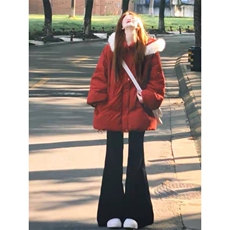 女风圣诞毛领大红色连帽棉衣ZM0117-P95，男装棉衣，星座313A(原308A-2)