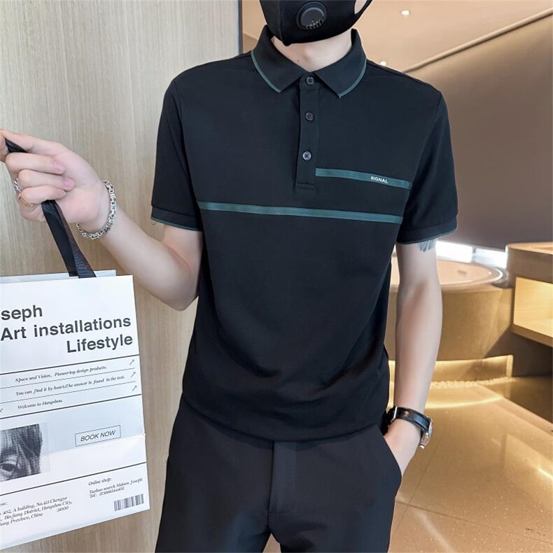 2026夏季织带设计短袖T恤翻领Polo衫半袖高级感上衣T0240-P48,男装T恤,电商D342