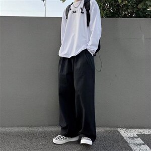 日系潮牌宽松阔腿裤子男复古坠感高街直筒休闲长1001-1-K762-P38，男装休闲裤，星座1001-1