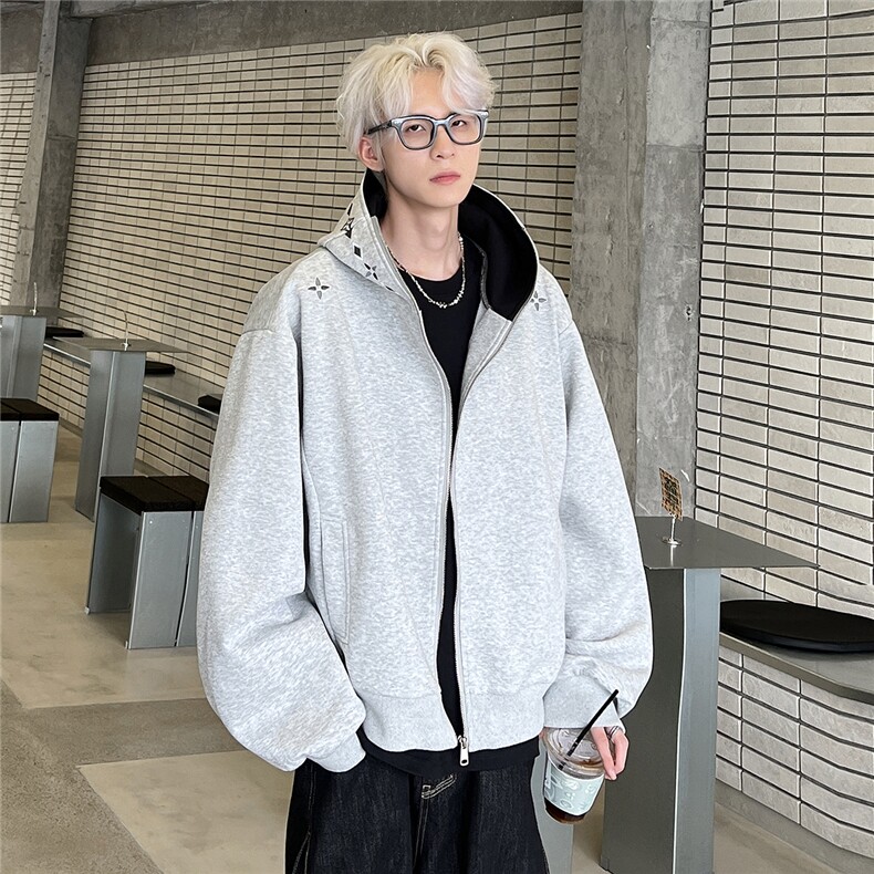 刺绣连帽拉链卫衣外套男女2025新款美式刺绣开衫 JK603-P78图片