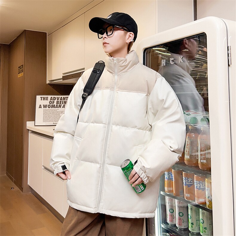冬季加厚立领棉衣男潮流拼接宽松棉服皮棉袄青年A266-P00-P80图片
