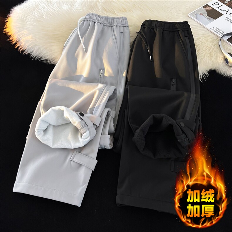 K8021J/加绒P50现货户外机能防水冲锋裤男开叉拉链休闲裤,男装休闲裤,电商A141