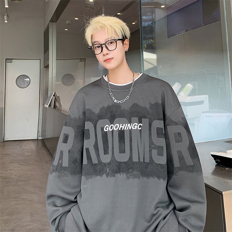 量大优菠萝格重磅圆领印花卫衣M-5XLP45控78WY2402，男装卫衣，电商B325