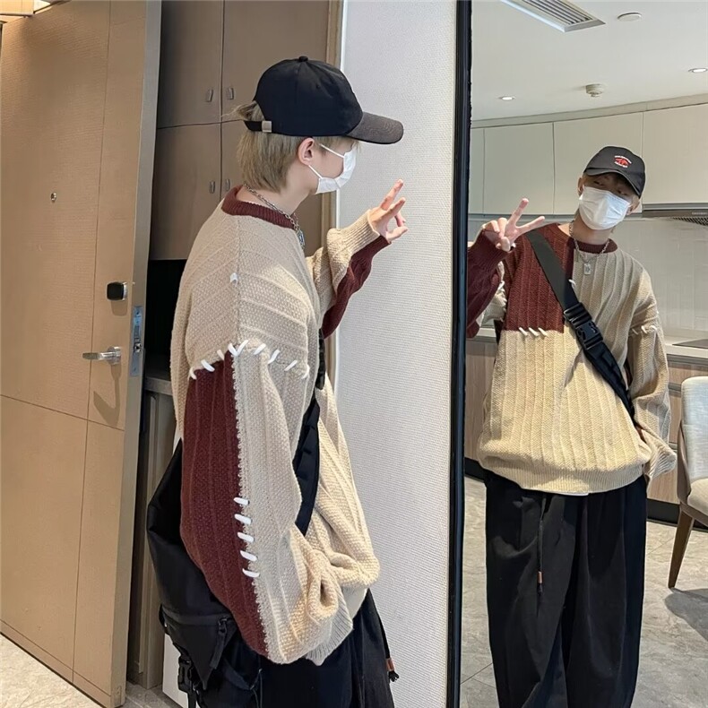 美式圆领毛衣男慵懒风休闲针织衫A6008P48,男装针织衫/毛衣,星座1116-2