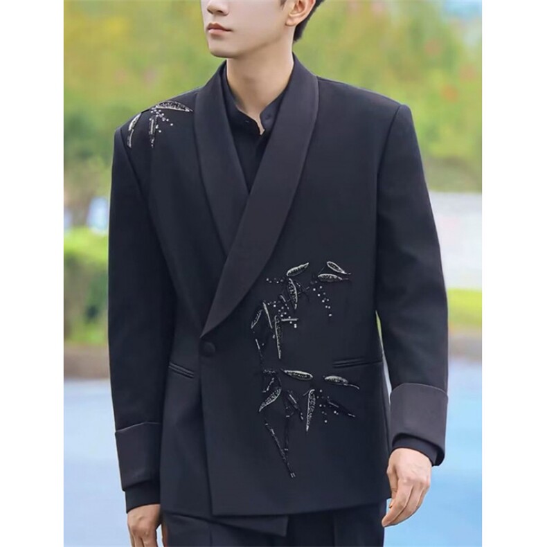 小众重工刺绣立体花朵西服男士2026秋季高级感西装外套XZ121,男装西服套装,星座1116A（原606A-3）