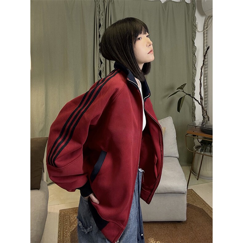 抖音得物高品质26春装美式高街重磅结构拼接织带立领卫衣外套CM42,女装短外套,电商A486
