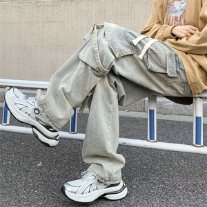 美式工装牛仔裤男士2024年春秋新款潮牌直筒裤子vibe宽松阔腿长裤图片