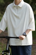 夏季条纹拉链新款短袖POLO体恤衫A177-T2005-P35.96%涤纶.4%氨纶，男装T恤，电商A177