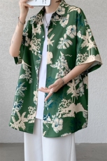 冰丝夏威夷碎花衬衫男大码沙滩花衬衣HC001-P45，男装衬衫，电商A040