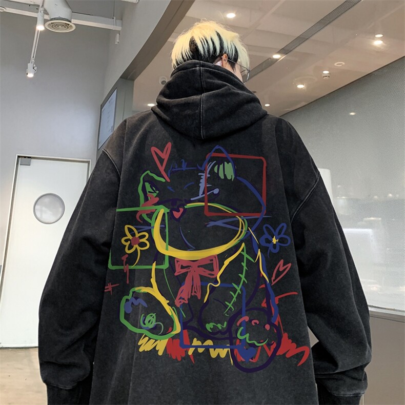 美式潮牌重磅水洗做旧连帽卫衣力推大码男XZ517A-2-Y7741-P68图片