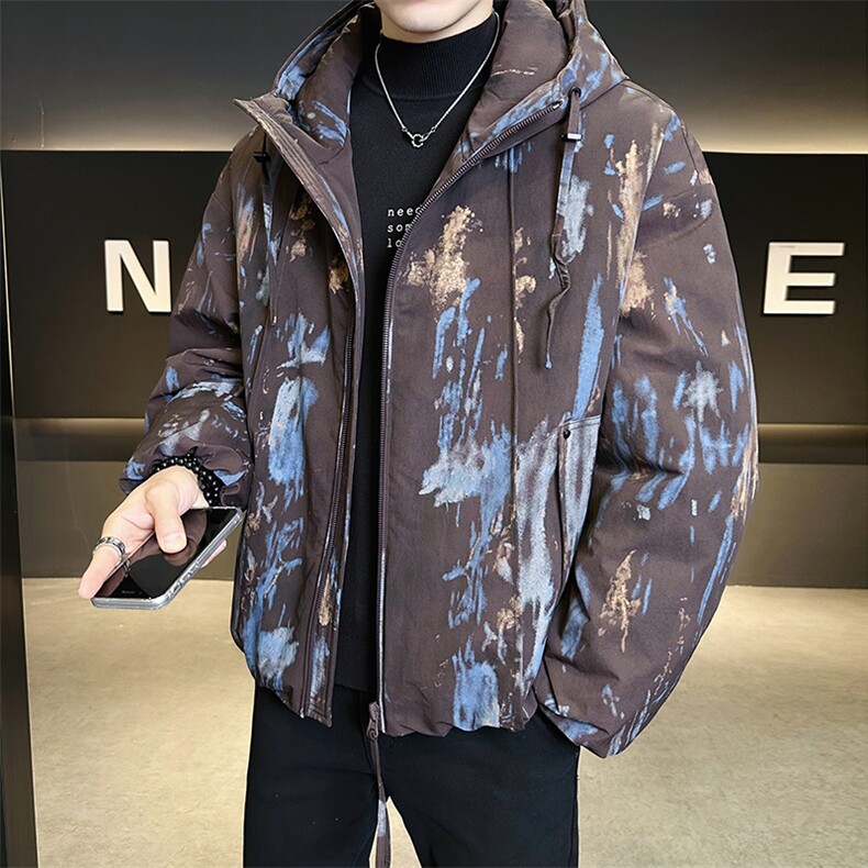 90新标2025冬季新款保暖时尚迷彩连帽鸭绒羽绒服男YR9136-P299,男装羽绒服,电商D342
