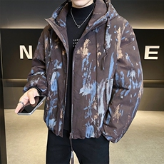 90新标2025冬季新款保暖时尚迷彩连帽鸭绒羽绒服男YR9136-P299，男装羽绒服，电商D342