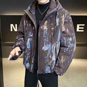 90新标2025冬季新款保暖时尚迷彩连帽鸭绒羽绒服男YR9136-P299图片