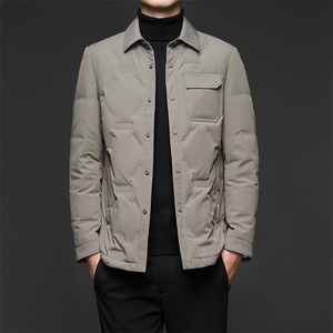 新款加厚保暖羽绒服男2023冬季中年男士翻领商务爸爸装白鸭绒外套图片