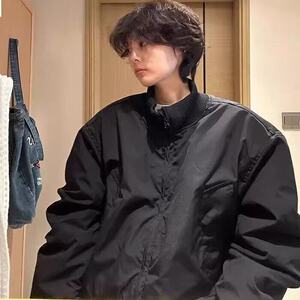 美式飞行夹克棉服男款春秋廓形情侣外套高级感立领夹棉棒球服图片