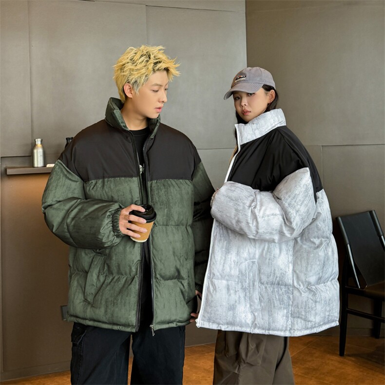 光板棉衣棉服扎染拼接面包服棉袄外套可二开量大有差G1613-P65,男装棉衣,星座207