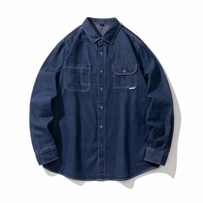 25年春季长袖衬衫工装潮流牛仔衬衣宽松现货DS-C323-1-N82-批50，男装衬衫，电商C323-1