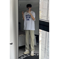 B221美式ins高街小众拉链直筒牛仔裤LK23028-P60控78，男装牛仔裤，电商B221