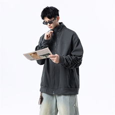 港风美式日系褶皱设计感立领夹克外套男潮XZ213-JK1234-P88控108，男装夹克，星座213