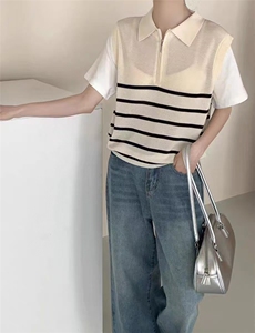 高档夏季新款t恤女短袖圆领宽松休闲正肩穿搭简约洋气小众ins图片
