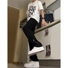 现货渐变拉链黑色牛仔裤男大码修身直筒裤K5804-K5805-P50，男装牛仔裤，星座205